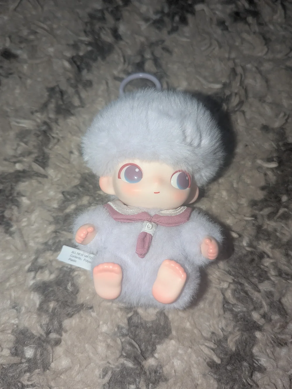 Plush Twin Baby Doll Keychain Set - Blue & Lavender